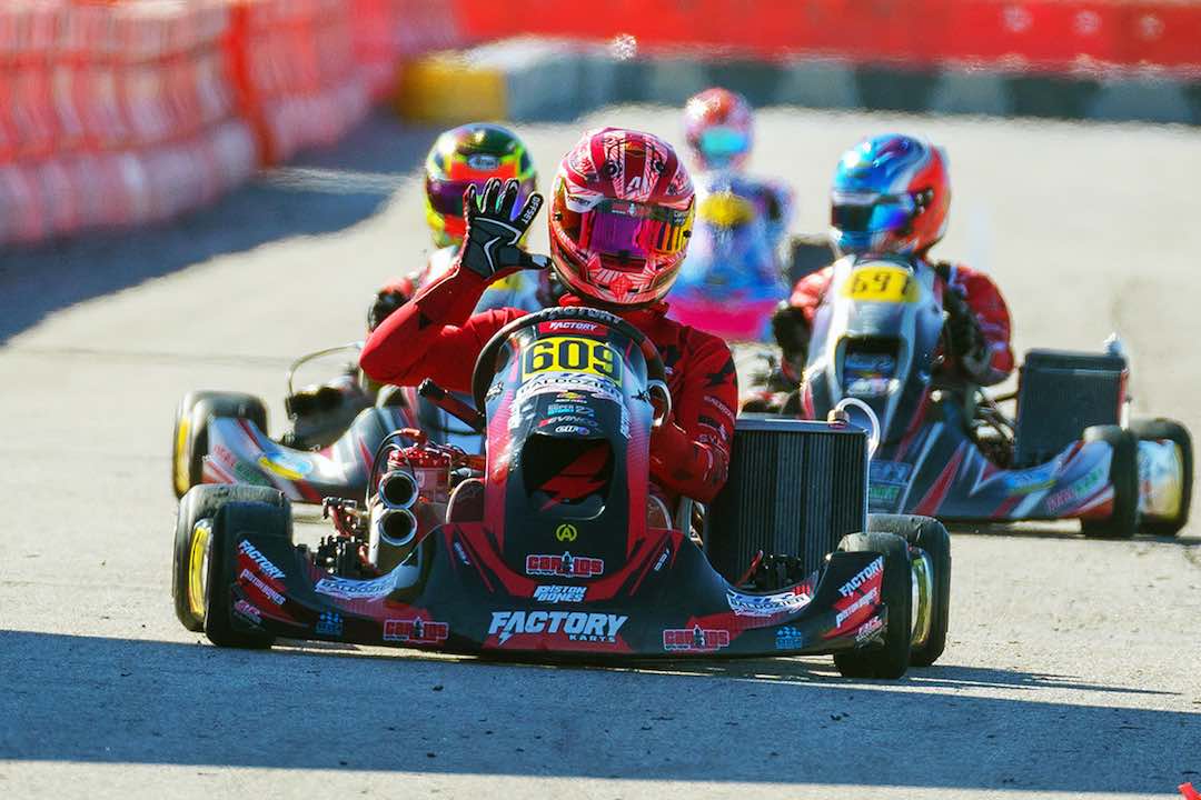 Factory Karts' Billy Musgrave celebrating his fifth SuperNationals win (Photo: EKN - Mattia Marmo)